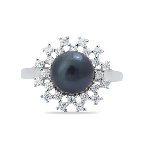 GENUINE BLACK PEARL GEMSTONE RING IN STERLING SILVER